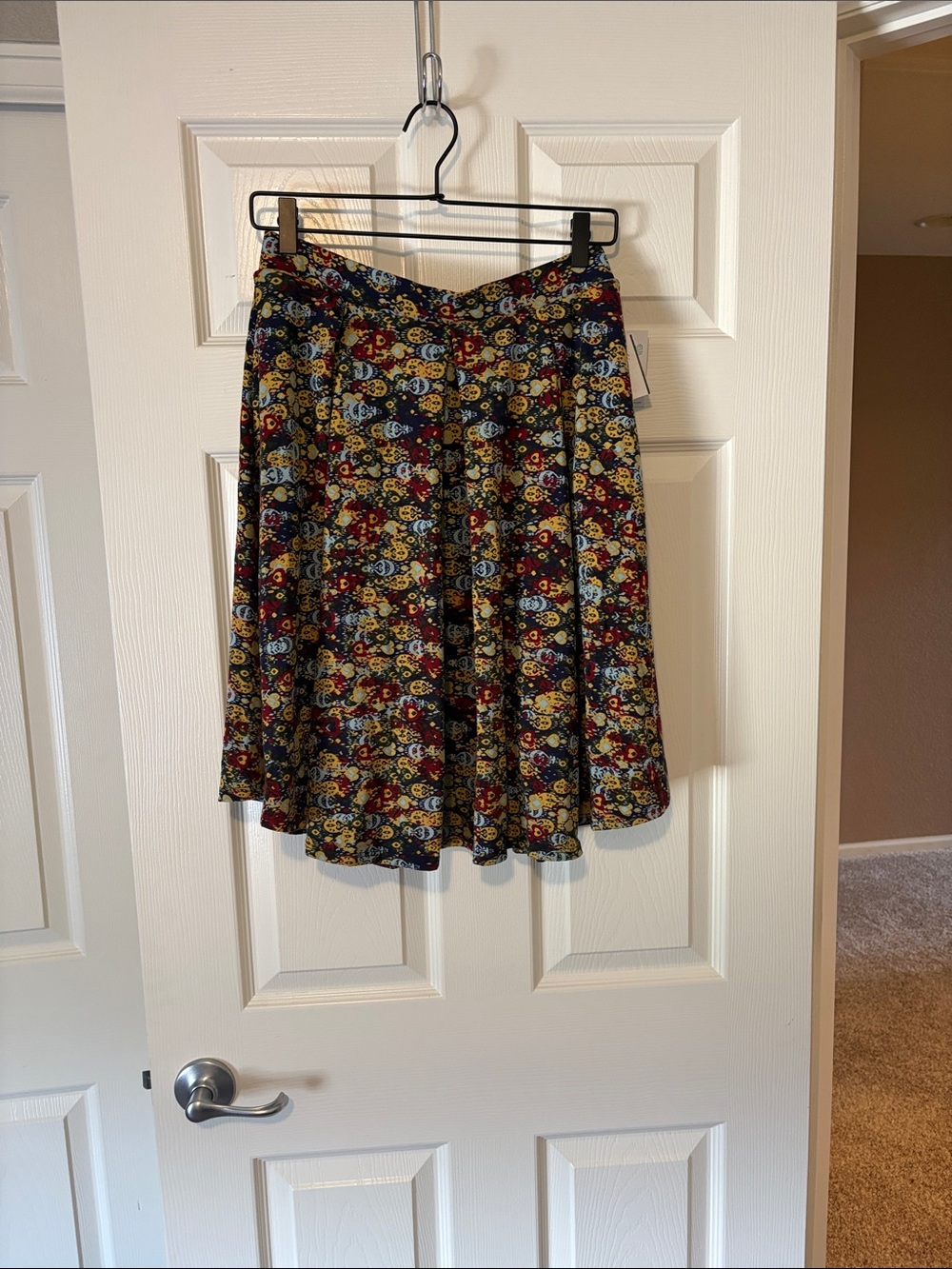 LulaRoe Madison Floral Pattern A-Line Skirt in Navy and Burgundy